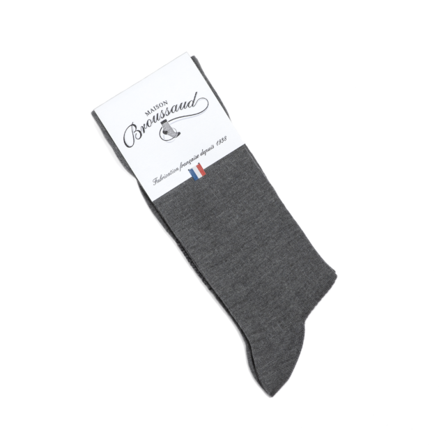 Maison Broussaud - Les côtelées fines - chaussettes homme - coton gris-clair – 43/46 / GRIS CLAIR
