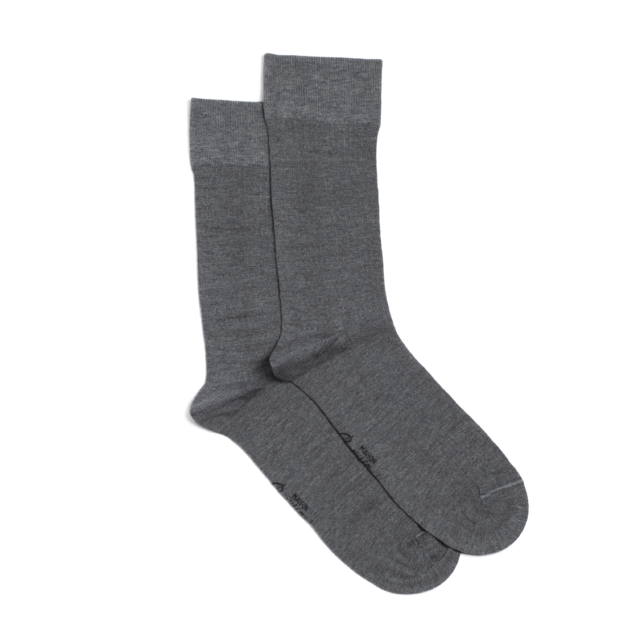 Maison Broussaud - Les côtelées fines - chaussettes homme - coton gris-clair – 43/46 / GRIS CLAIR
