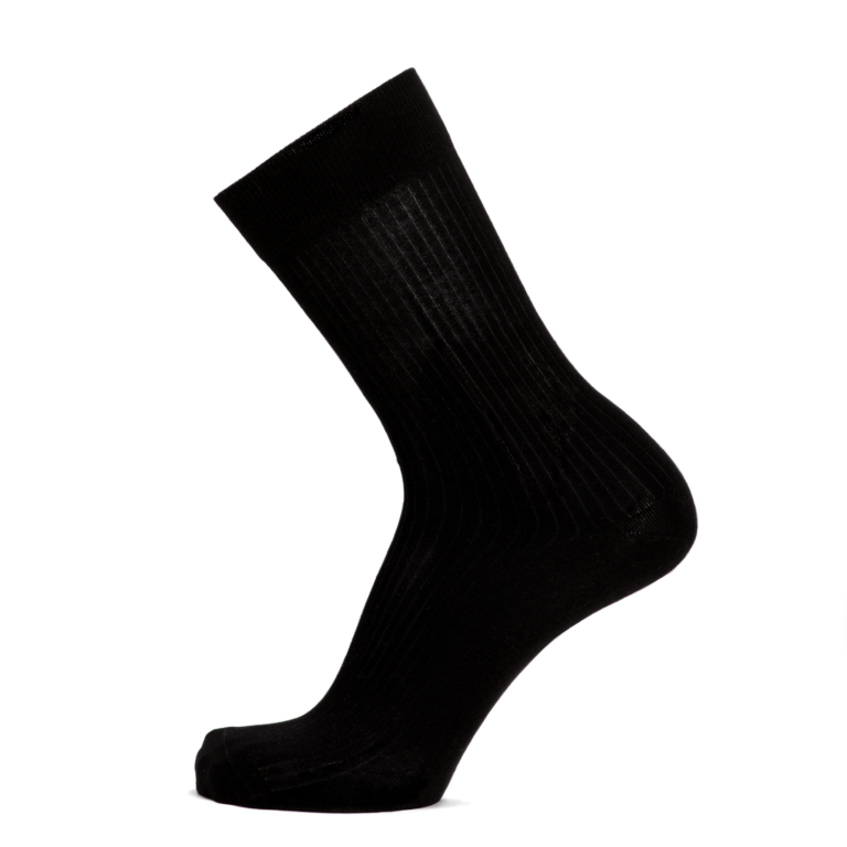 Maison Broussaud - Les côtelées fines - chaussettes homme - coton noir – 43/46 / NOIR