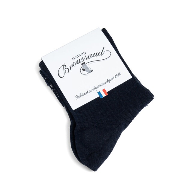 Maison Broussaud - Les Côtelées Fines - chaussettes femme - coton marine – 39/41 / Marine