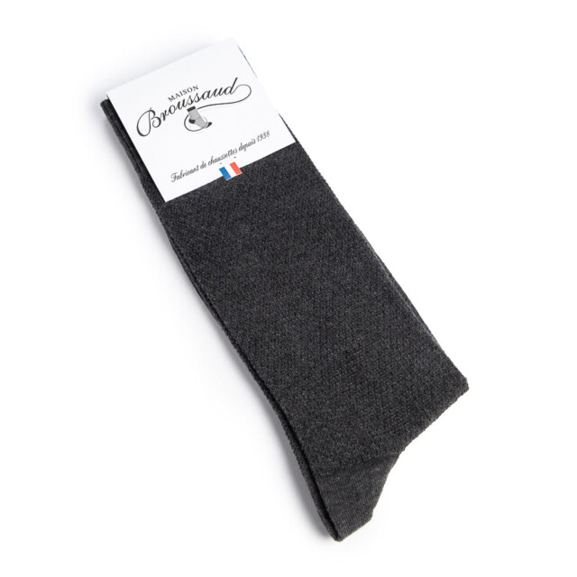 Maison Broussaud - Les Mailles Piquées - chaussettes homme - coton gris – 43/46 / Gris