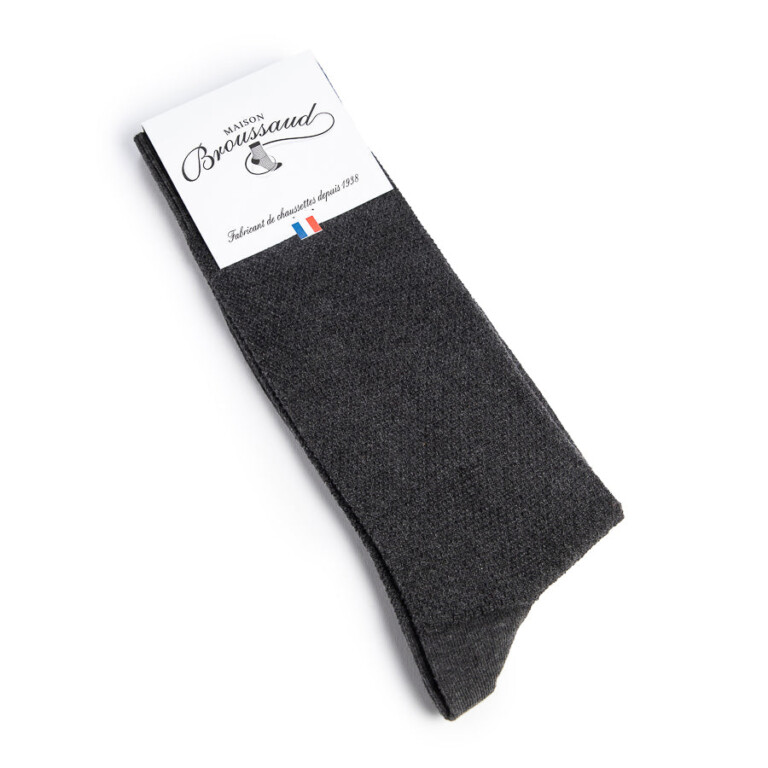 Maison Broussaud - Les Mailles Piquées - chaussettes homme - coton gris – 43/46 / Gris
