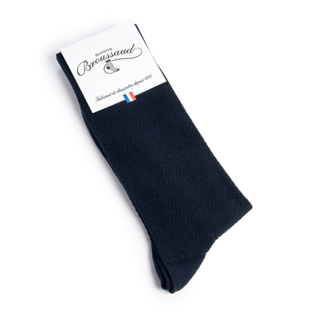 Maison Broussaud - Les Mailles Piquées - chaussettes homme - coton marine – 43/46 / Marine