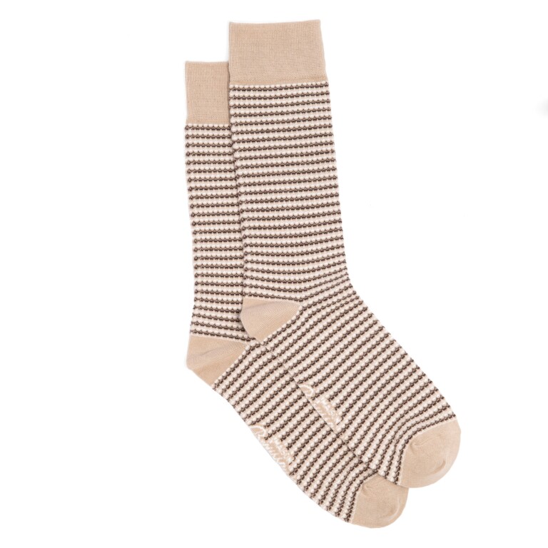 Maison Broussaud - Les Mailles Fantaisies - chaussettes homme - coton beige – 43/46 / BEIGE