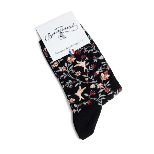 Maison Broussaud - Les Aubussonaises - chaussettes femme - coton noir – 39/41 / Noir