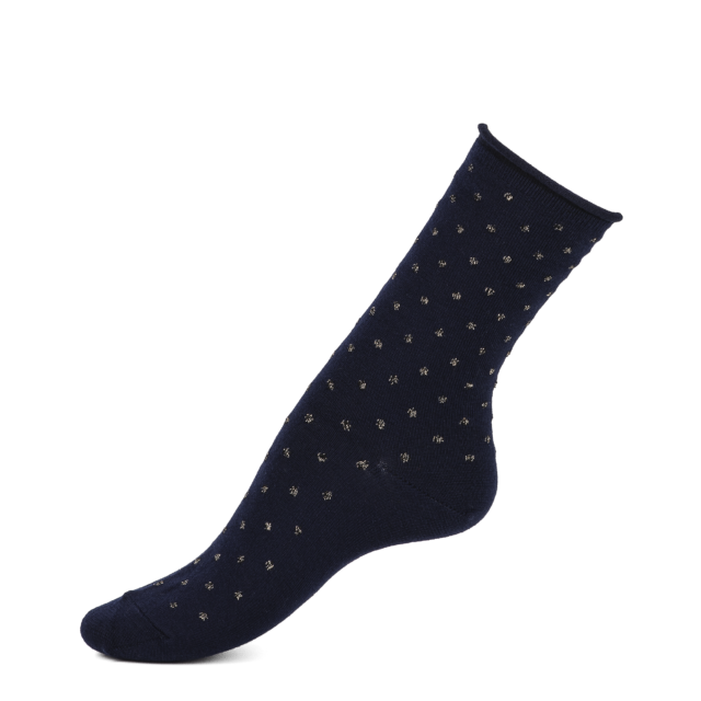 Les Pois bord rouloté – chaussettes femme – laine marine par la marque Maison Broussaud Maison Broussaud - Les Pois bord rouloté – chaussettes femme – laine marine