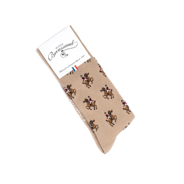 Maison Broussaud - Les Cavaliers - chaussettes homme - coton granit – 43/46 / GRANIT
