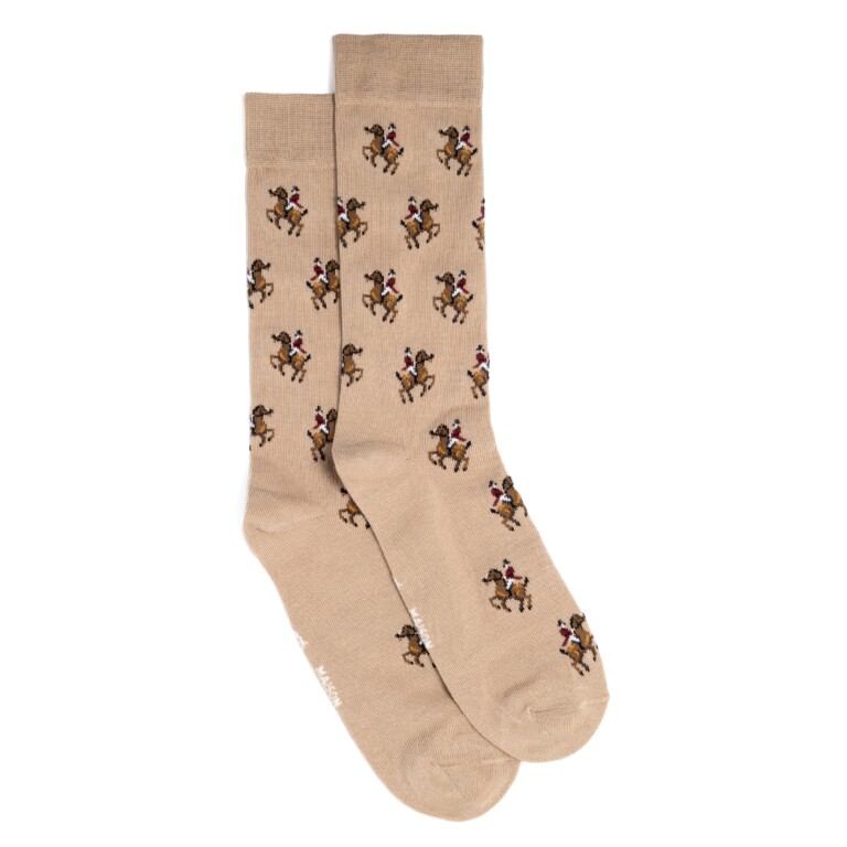 Maison Broussaud - Les Cavaliers - chaussettes homme - coton granit – 43/46 / GRANIT