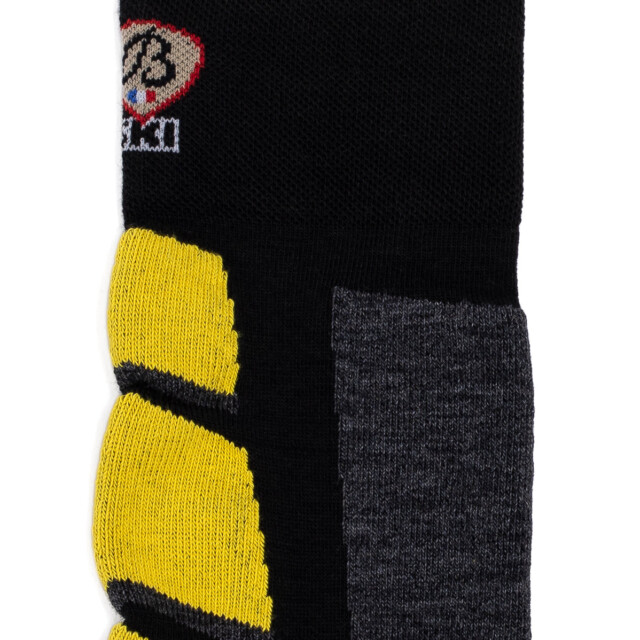Maison Broussaud - Chaussettes de ski - Broussaud Sport - laine noir-jaune – 39/42 / NOIR/JAUNE FLUO