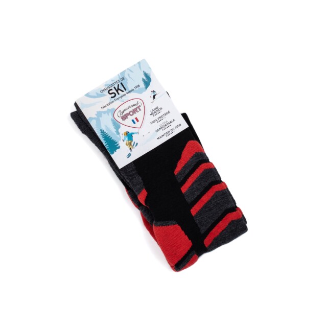 Maison Broussaud - Chaussettes de ski - Broussaud Sport - laine noir-rouge – 43/46 / NOIR/ROUGE