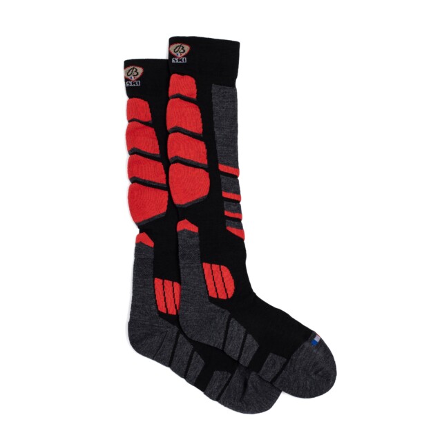Maison Broussaud - Chaussettes de ski - Broussaud Sport - laine noir-rouge – 43/46 / NOIR/ROUGE