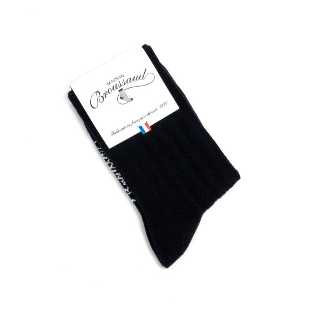 Maison Broussaud - Les Fantaisies - chaussettes femme - laine noire – 39/41 / Noir