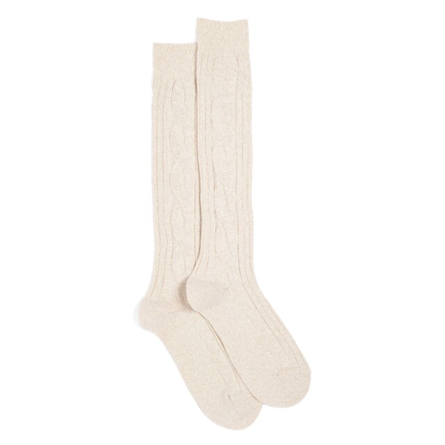 Maison Broussaud - Les torsades - chaussettes femme - coton blanc – 39/41 / BLANC/OR