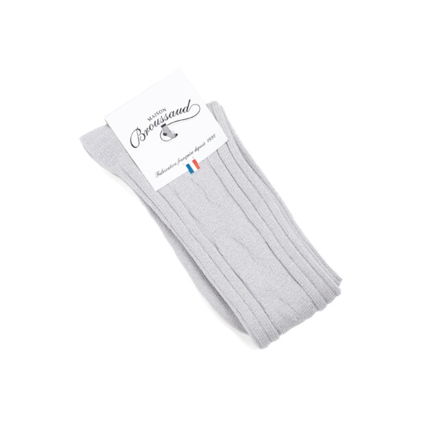 Maison Broussaud - Les torsades - chaussettes femme - coton gris – 39/41 / GRIS CLAIR/ARGENT