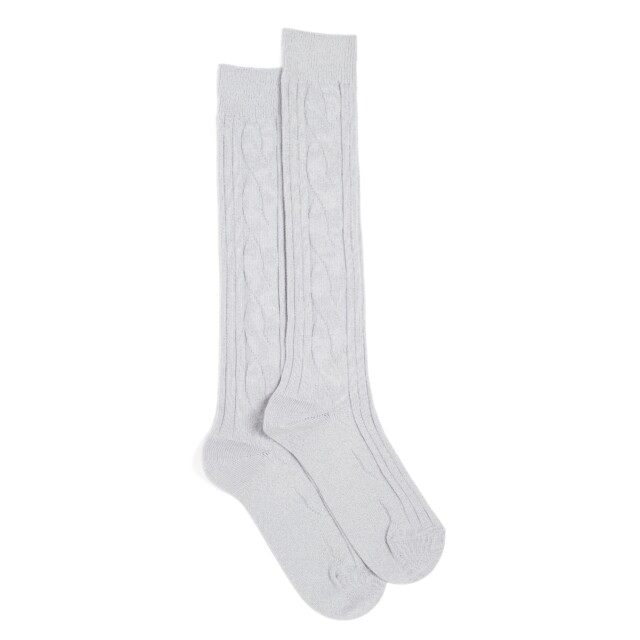 Maison Broussaud - Les torsades - chaussettes femme - coton gris – 39/41 / GRIS CLAIR/ARGENT