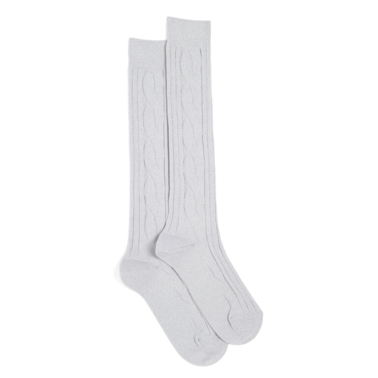 Maison Broussaud - Les torsades - chaussettes femme - coton gris – 39/41 / GRIS CLAIR/ARGENT