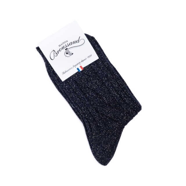 Maison Broussaud - Les Torsades - chaussettes femme - laine marine – 36/38 / MARINE/OR