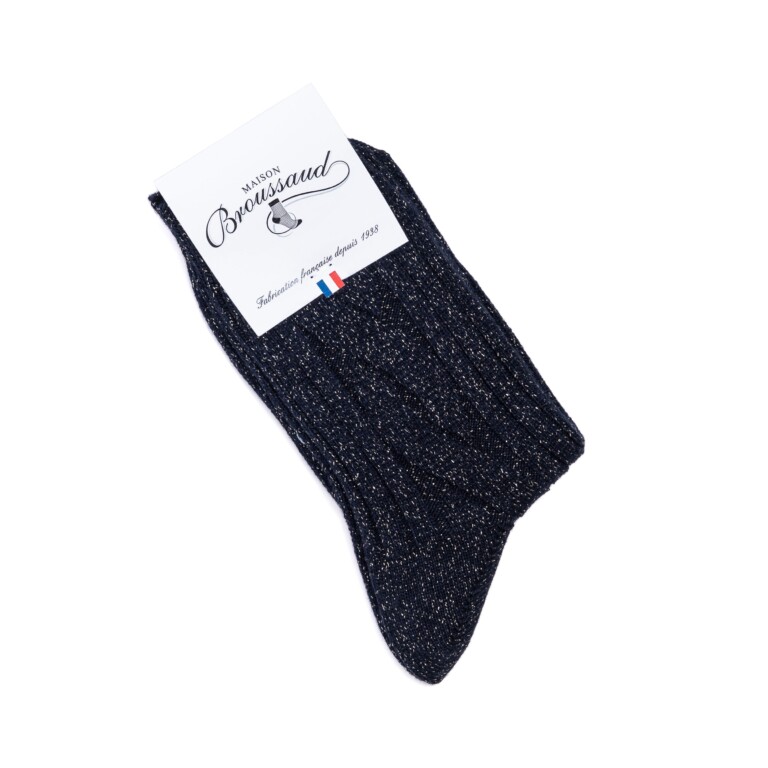 Maison Broussaud - Les Torsades - chaussettes femme - laine marine – 36/38 / MARINE/OR