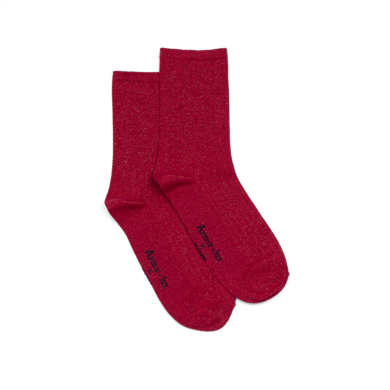 Maison Broussaud - Les côtelées Armor-lux x Maison Broussaud - chaussettes femme - coton rouge – 39/41 / ROUGE