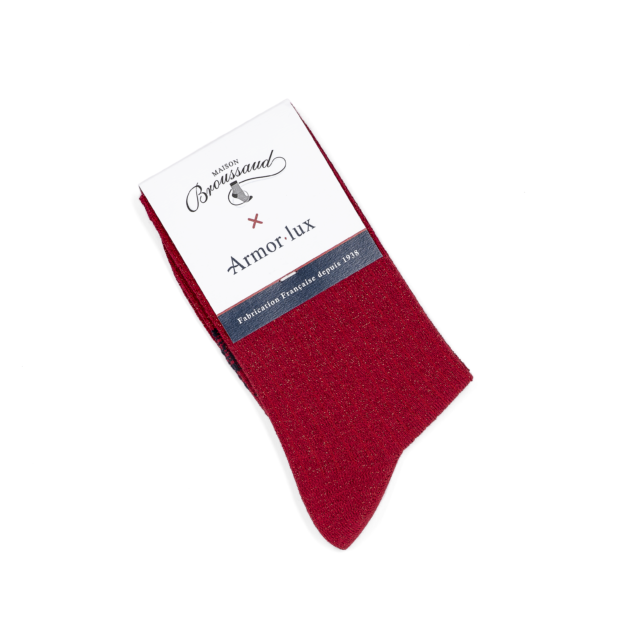 Maison Broussaud - Les côtelées Armor-lux x Maison Broussaud - chaussettes femme - coton rouge – 39/41 / ROUGE