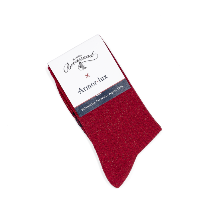 Maison Broussaud - Les côtelées Armor-lux x Maison Broussaud - chaussettes femme - coton rouge – 39/41 / ROUGE