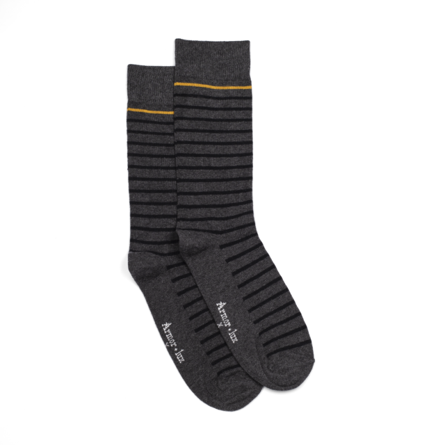 Maison Broussaud - Les marinières Armor-lux x Maison Broussaud - chaussettes homme - coton anthracite jaune – 43/46 / ANTHRACITE/NOIR/JAUNE