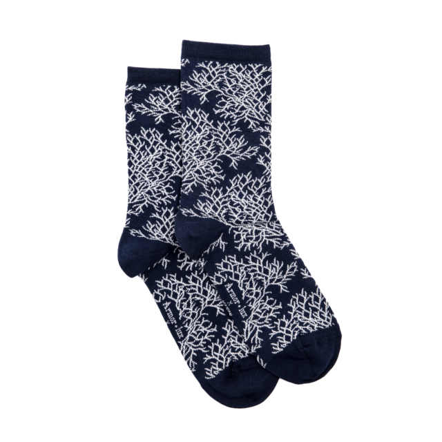 Maison Broussaud - Les "Corail" Armor-lux x Maison Broussaud - chaussettes femme - coton marine – 39/41 / MARINE/GRIS ARGENT