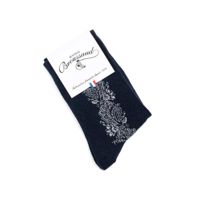 Maison Broussaud - La frise - chaussettes femme - coton marine – 39/41 / MARINE