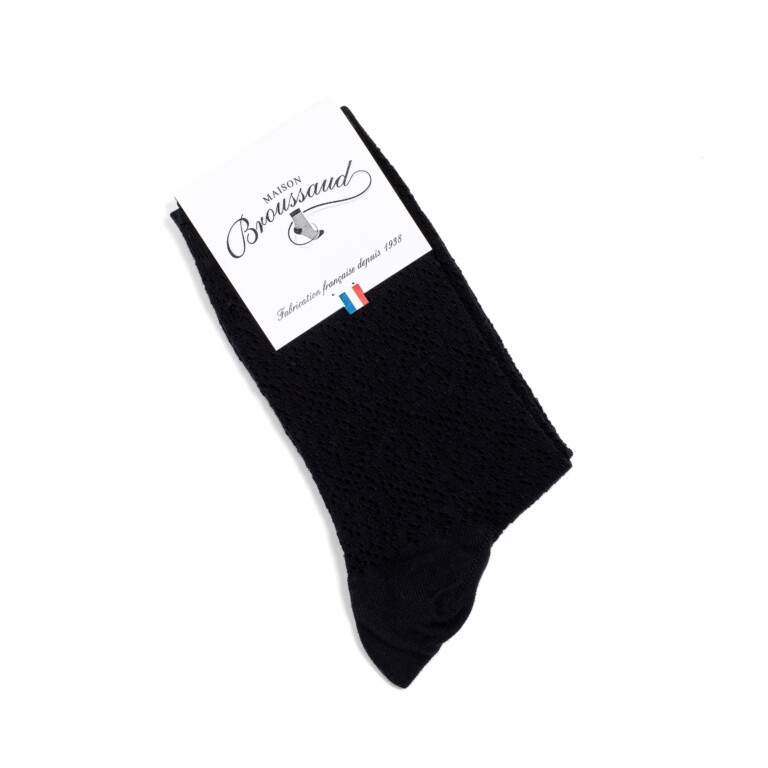 Maison Broussaud - La dentelle - chaussettes femme - coton noir – 39/41 / NOIR
