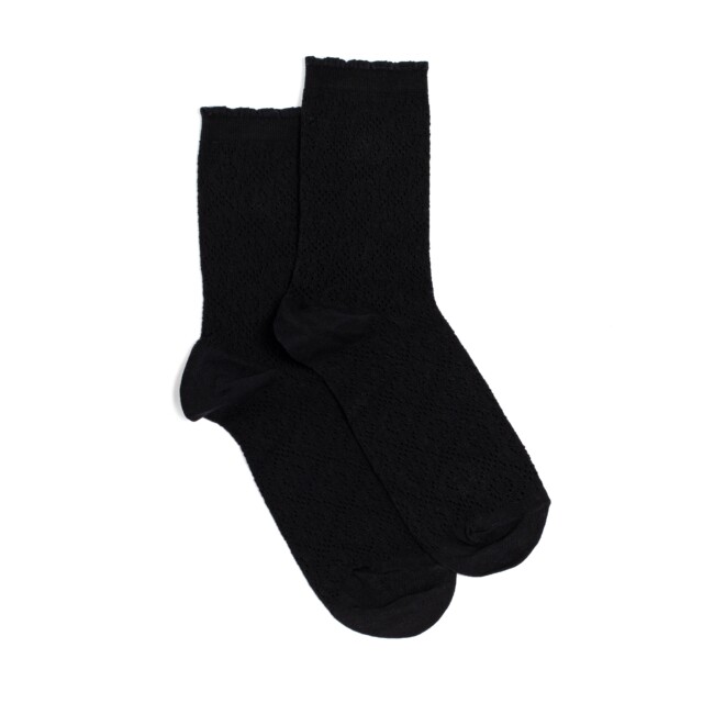 Maison Broussaud - La dentelle - chaussettes femme - coton noir – 39/41 / NOIR