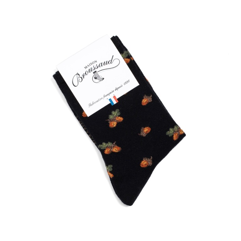 Maison Broussaud - Glands - chaussettes femme - laine noire – 39/41 / NOIR