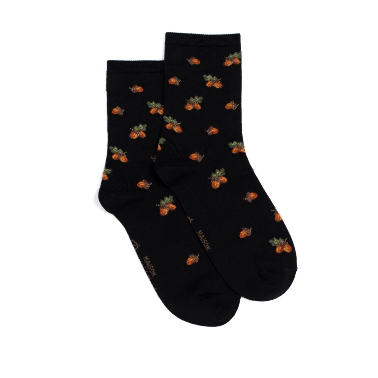 Maison Broussaud - Glands - chaussettes femme - laine noire – 39/41 / NOIR