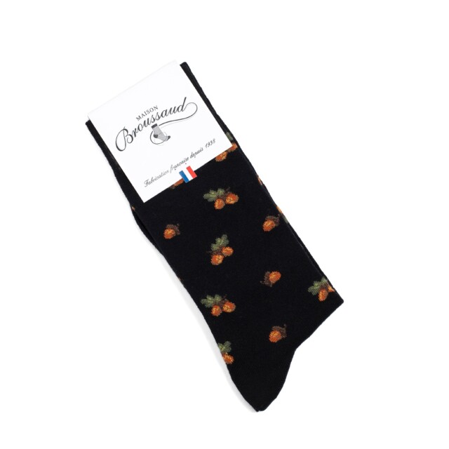 Maison Broussaud - Glands - chaussettes homme - laine noire – 47/50 / NOIR