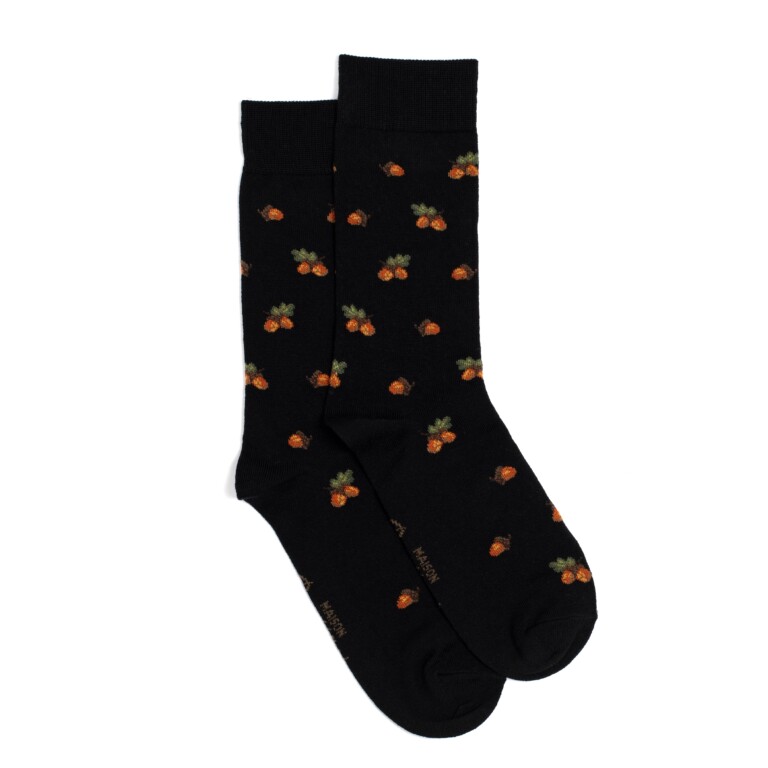 Maison Broussaud - Glands - chaussettes homme - laine noire – 47/50 / NOIR
