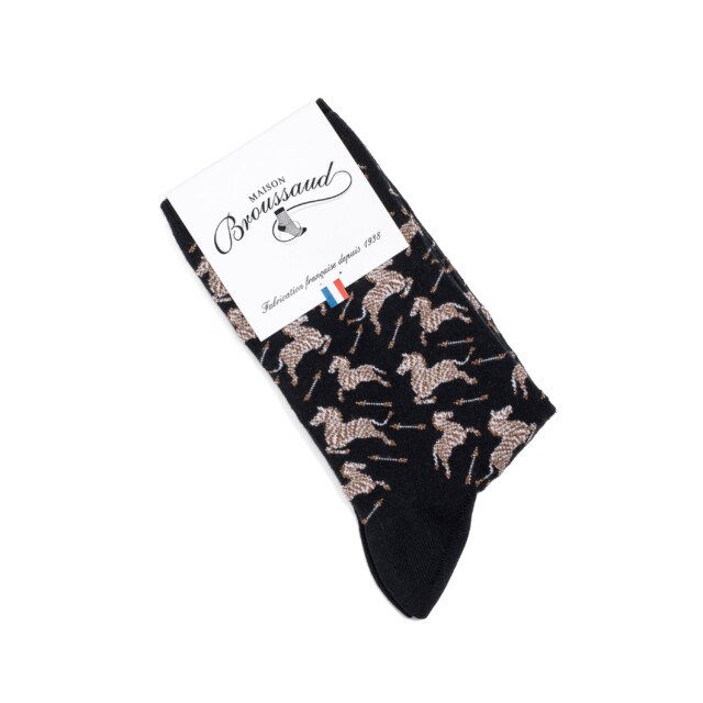 Maison Broussaud - Les zèbres - chaussettes femme - coton noir – 39/41 / NOIR