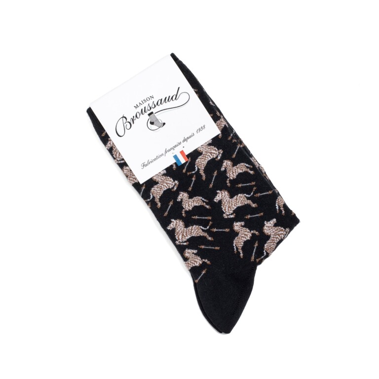 Maison Broussaud - Les zèbres - chaussettes femme - coton noir – 39/41 / NOIR