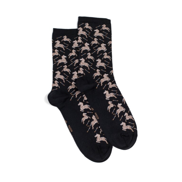 Maison Broussaud - Les zèbres - chaussettes femme - coton noir – 39/41 / NOIR