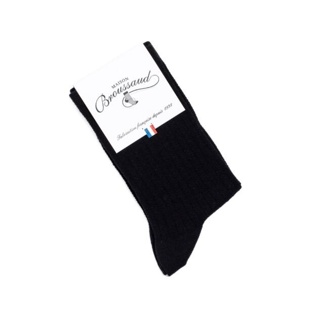 Maison Broussaud - Les rayures - chaussettes femme - coton noir – 39/41 / NOIR