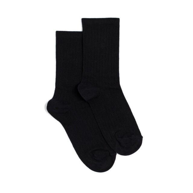 Maison Broussaud - Les rayures - chaussettes femme - coton noir – 39/41 / NOIR