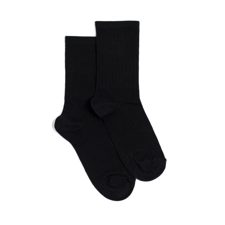 Maison Broussaud - Les rayures - chaussettes femme - coton noir – 39/41 / NOIR