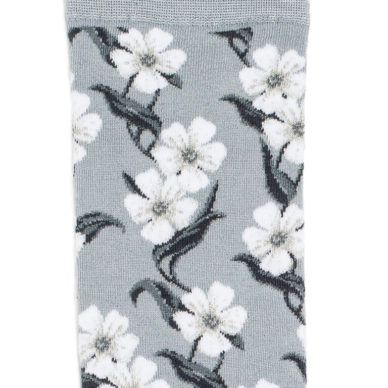 Maison Broussaud - Les mi-bas fleurs - chaussettes femme - coton pluie – 39/41 / PLUIE