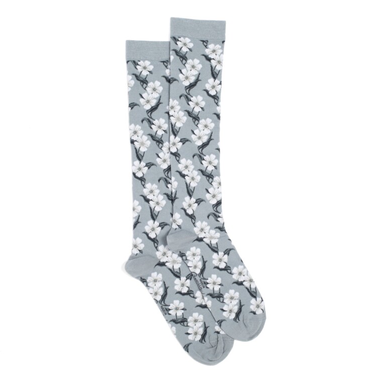 Maison Broussaud - Les mi-bas fleurs - chaussettes femme - coton pluie – 39/41 / PLUIE