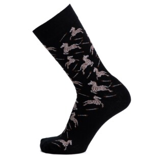 Les zèbres – chaussettes homme – coton noir par la marque Maison Broussaud Maison Broussaud - Les zèbres – chaussettes homme – coton noir
