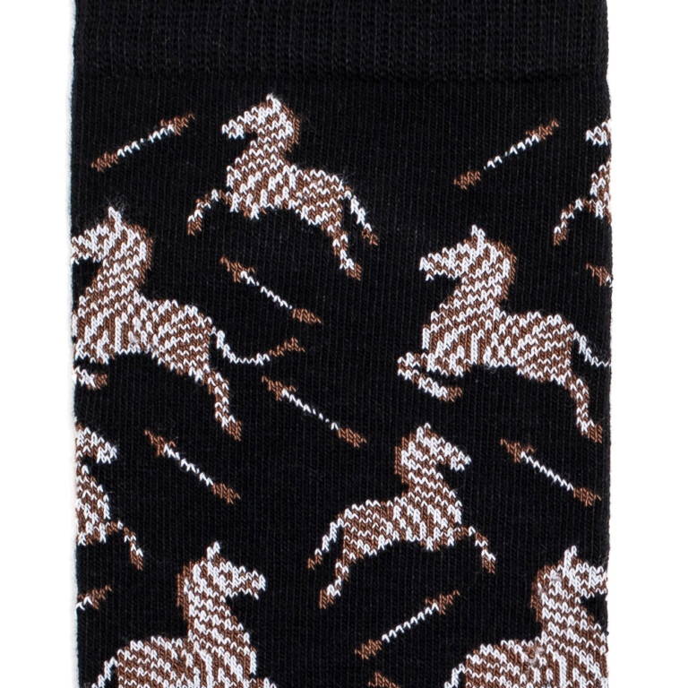 Maison Broussaud - Les zèbres - chaussettes homme - coton noir – 43/46 / NOIR