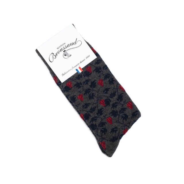 Maison Broussaud - Vigne - chaussettes homme - coton anthracite – 43/46 / ANTHRACITE