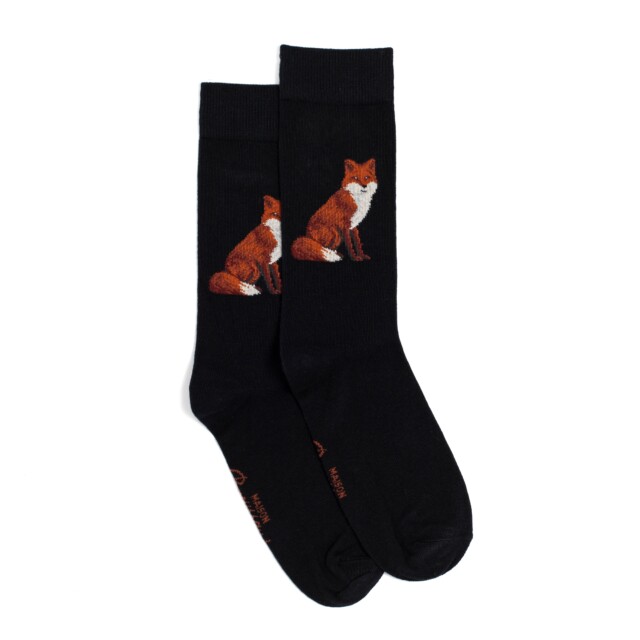 Maison Broussaud - Renard - chaussettes homme - coton noir – 39/42 / NOIR