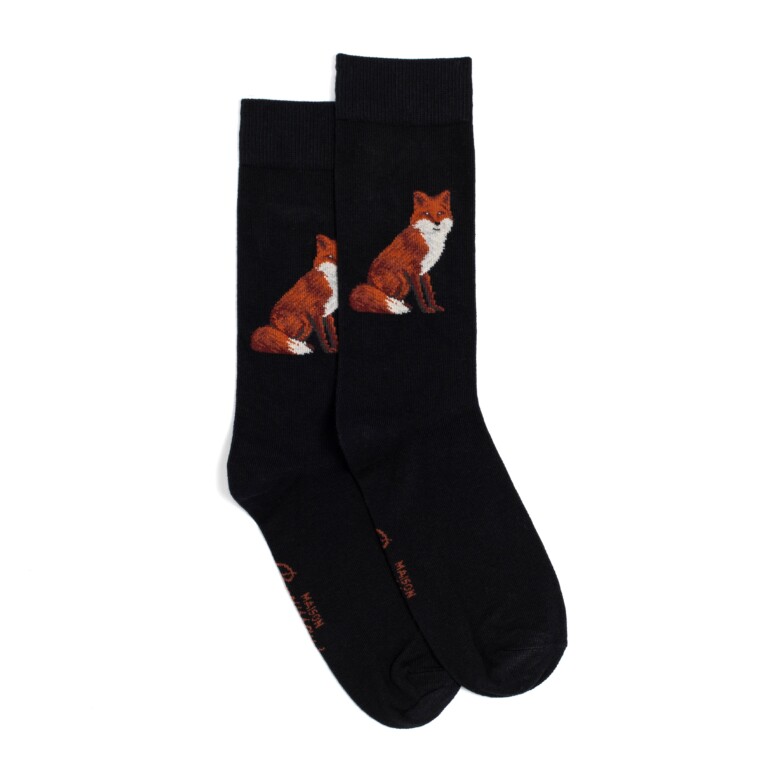 Maison Broussaud - Renard - chaussettes homme - coton noir – 43/46 / NOIR