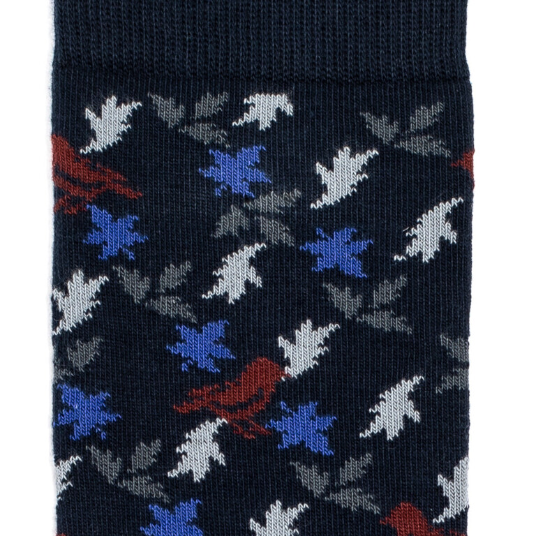 Maison Broussaud - Feuillage - chaussettes homme - coton marine – 39/42 / MARINE