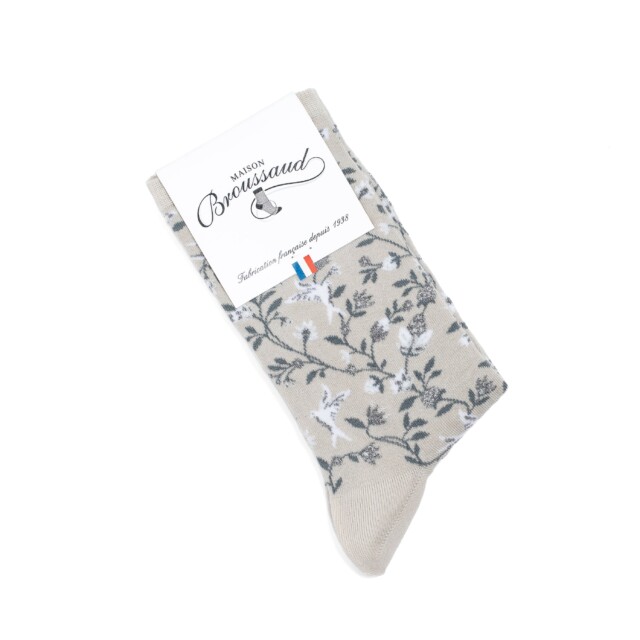 Maison Broussaud - Les bosquet - chaussettes femme - coton gris – 39/41 / GRIS PALE