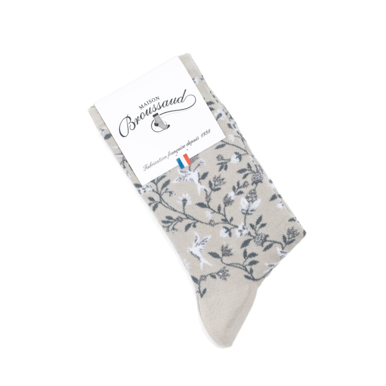 Maison Broussaud - Les bosquet - chaussettes femme - coton gris – 39/41 / GRIS PALE